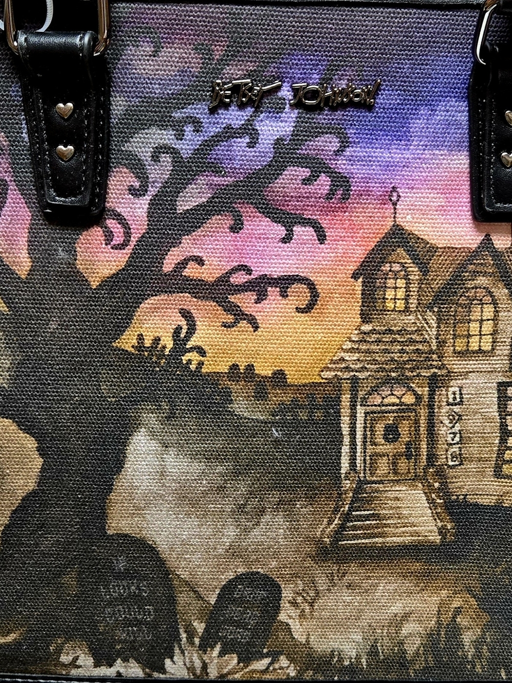 Betsey Johnson Haunted House Satchel in Black and Purple Gradient - Picture 3 of 7